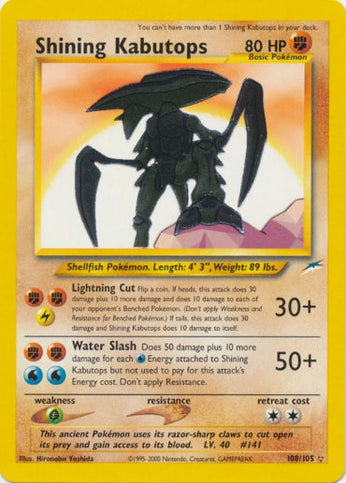 PSA 9Shining Kabutops #108/105 Neo Destiny Unlimited