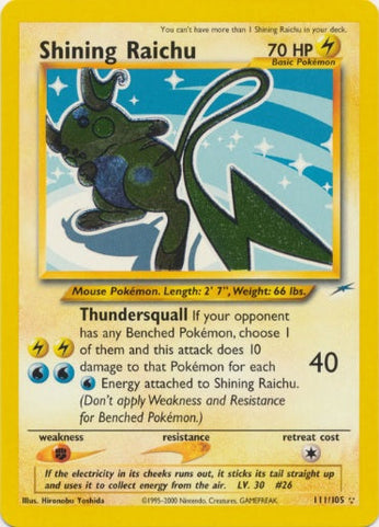 PSA 9Shining Raichu #111/105 Neo Destiny Unlimited