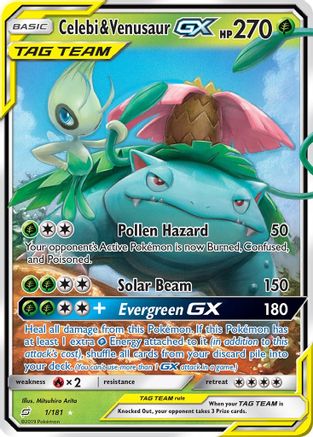 Celebi & Venusaur GX (1/181) - SM Team Up Holofoil