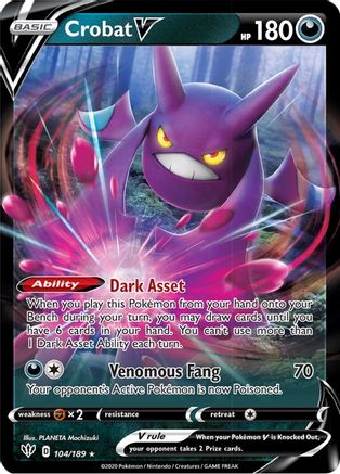 Crobat V (104/189) - SWSH03 Darkness Ablaze Holofoil