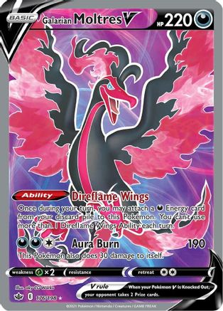 Galarian Moltres V (Full Art) (176/198) - SWSH06 Chilling Reign Holofoil