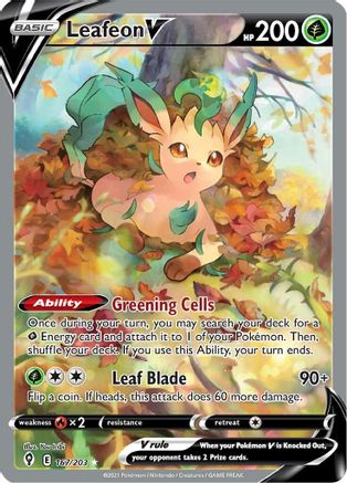 Leafeon V (Alternate Full Art) (167/203) - SWSH07 Evolving Skies Holofoil