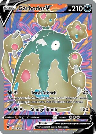 Garbodor V (Full Art) (190/203) - SWSH07 Evolving Skies Holofoil