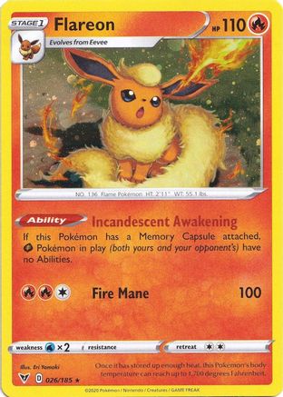 Flareon (Cosmos Holo) (26/185) - Miscellaneous Cards & Products Holofoil
