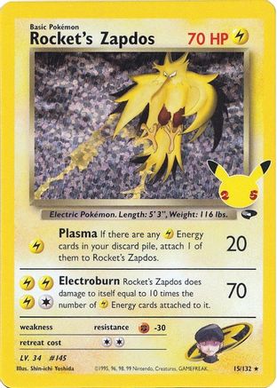 Rocket's Zapdos (15/132) - Celebrations Classic Collection Holofoil