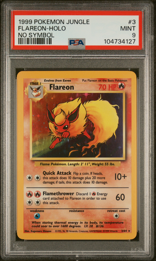 PSA 9 FLAREON-HOLO NO SYMBOL
