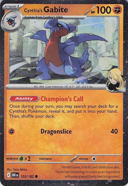 Cynthia's Gabite (Cosmos Holo) (103) - Miscellaneous Cards & Products Holofoil