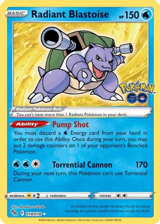 Radiant Blastoise (18/078) - Pokemon GO Holofoil