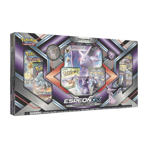 pokemon espeon gx card 2017 TCG Premium Collection proof acrylic case and featuring a striking image of the captivating character Pokemon TCG Espeon Umbreon-GX Premium