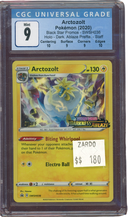 CGC 9 ARCTOZOLT STAFF DARKNESS ABLAZE PRERELEASE CGC 9 ARCTOZOLT STAFF DARKNESS ABLAZE PRERELEASE