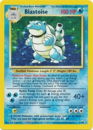 PSA 9Blastoise #2/102 Base Set Unlimited