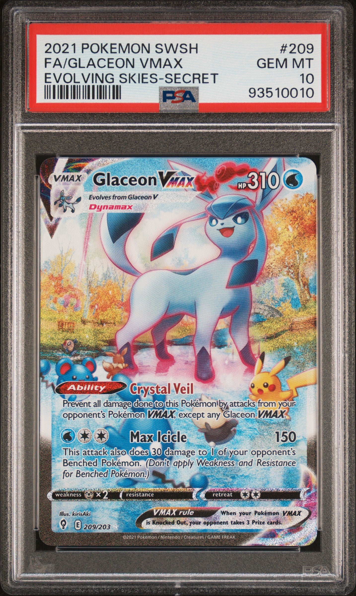 PSA 10 FA/GLACEON VMAX EVOLVING SKIES-SECRET