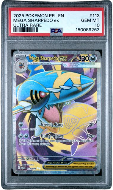 PSA 10 MEGA SHARPEDO EX PHANTASMAL FLAMES