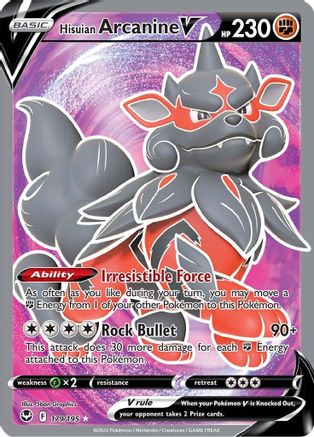 Hisuian Arcanine V (Full Art) (179/195) - SWSH12 Silver Tempest Holofoil