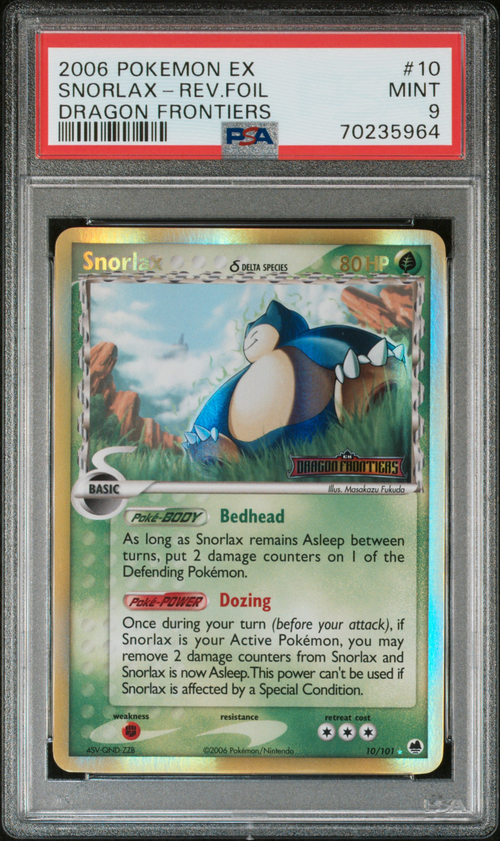 PSA 9 SNORLAX-REV.FOIL DRAGON FRONTIERS