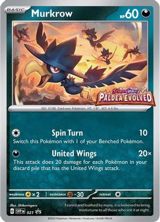 Murkrow (Prerelease) (21) - SV Scarlet & Violet Promo Cards Holofoil