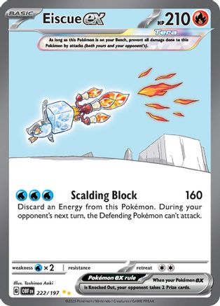 Eiscue ex (222/197) - SV03 Obsidian Flames Holofoil