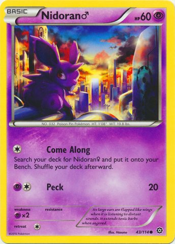 Nidoran - 43/114 - Common (XY: Steam Siege) Square Cut Misprint