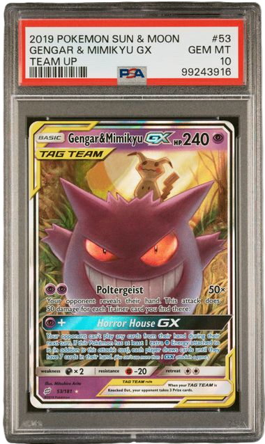 PSA 10 GENGAR & MIMIKYU GX TEAM UP