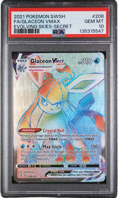 PSA 10 FA/GLACEON VMAX EVOLVING SKIES SECRET