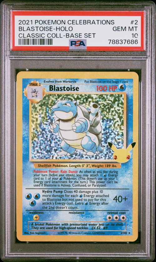 blastoise pokemon card for sale PSA 10 BLASTOISE-HOLO CLASSIC COLL-BASE SET