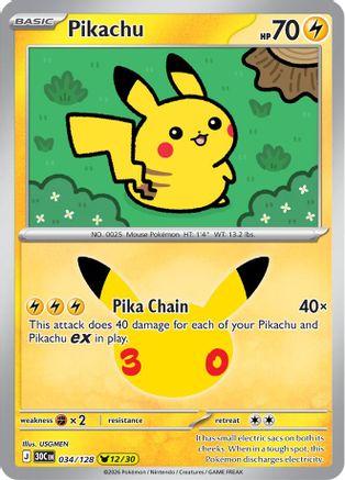 Pikachu (34/128) - ME 30th Celebration Holofoil