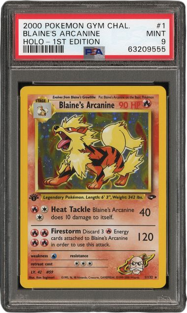 PSA 9 BLAINE'S ARCANINE HOLO GYM CHALLENGE 1ST ED