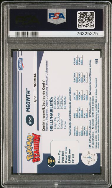 PSA 10 MEOWTH SHINY STADIUM TIP