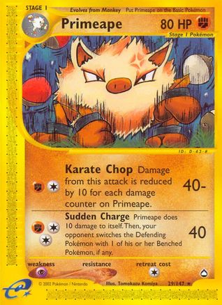 Primeape (29/147) - Aquapolis Reverse Holofoil
