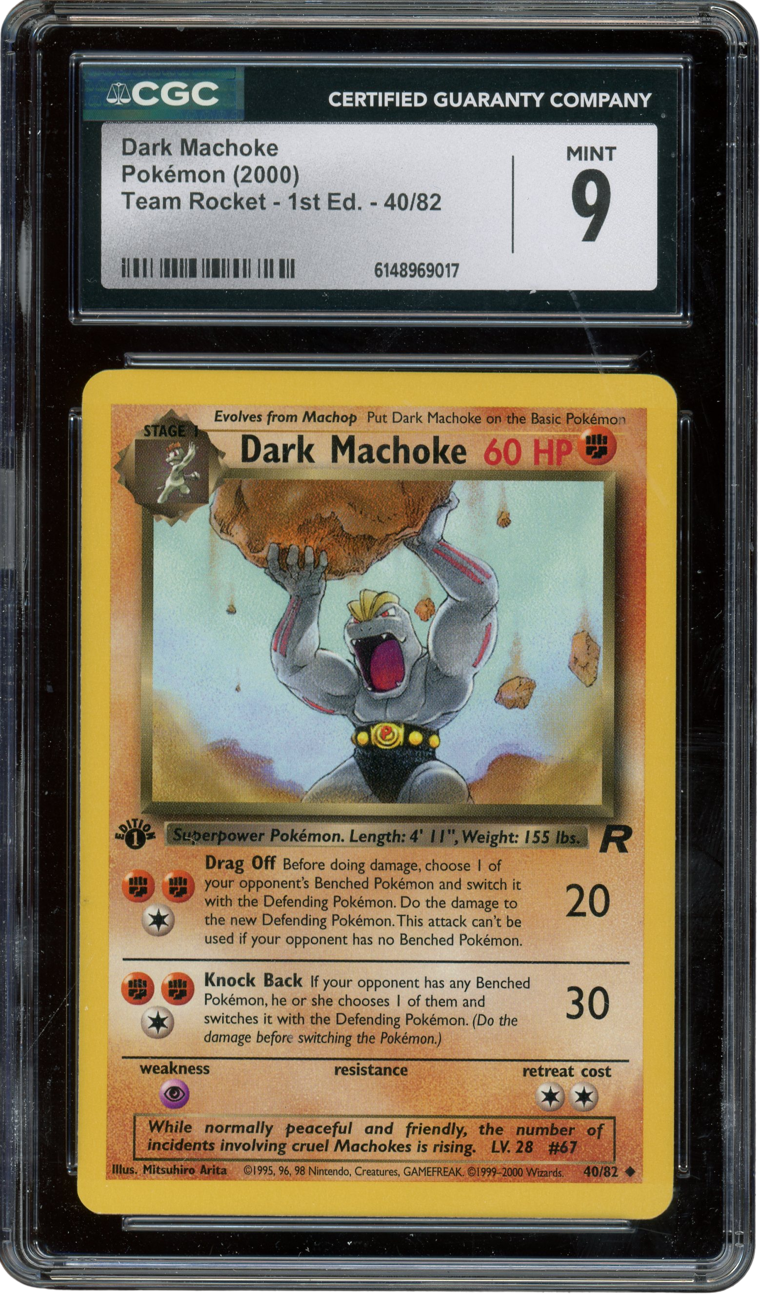CGC 9 DARK MACHOKE 1ST ED TEAM ROCKET