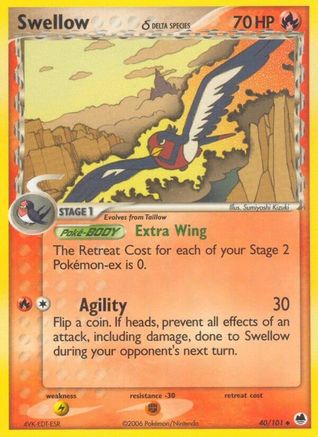 Swellow (Delta Species) (40/101) - Dragon Frontiers Reverse Holofoil
