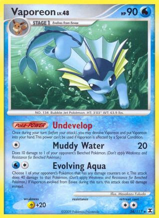Vaporeon (34/111) - Rising Rivals Reverse Holofoil