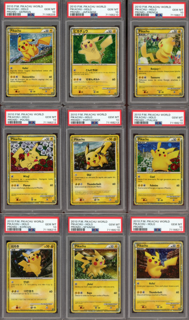 PSA 10 PIKACHU WORLD SEQUENTIAL SET