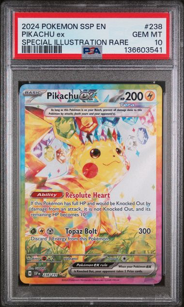 PSA 10 PIKACHU ex SURGING SPARKS