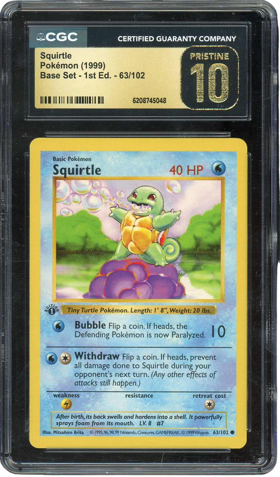 CGC PRISTINE 10 SQUIRTLE BASE SET 1ST ED