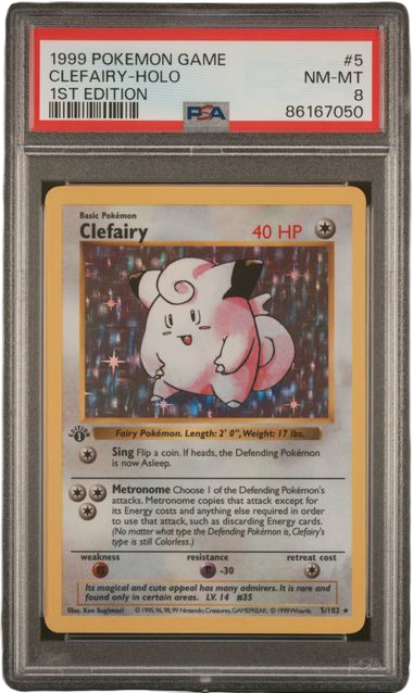 PSA 8 CLEFAIRY HOLO 1ST EDITION BASE SET
