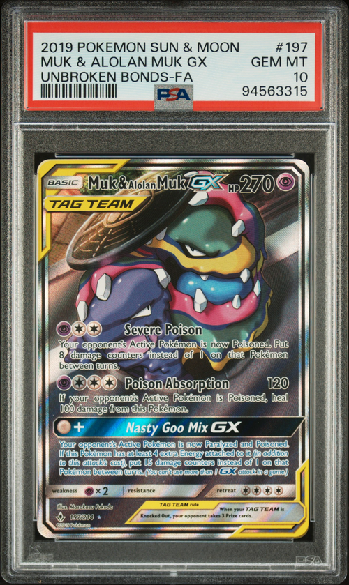 PSA 10 MUK & ALOLAN MUK GX UNBROKEN BONDS-FA