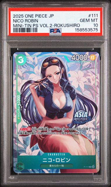 PSA 10 JAPANESE NICO ROBIN MINI-TIN PS VOL.2-ROKUSHIRO