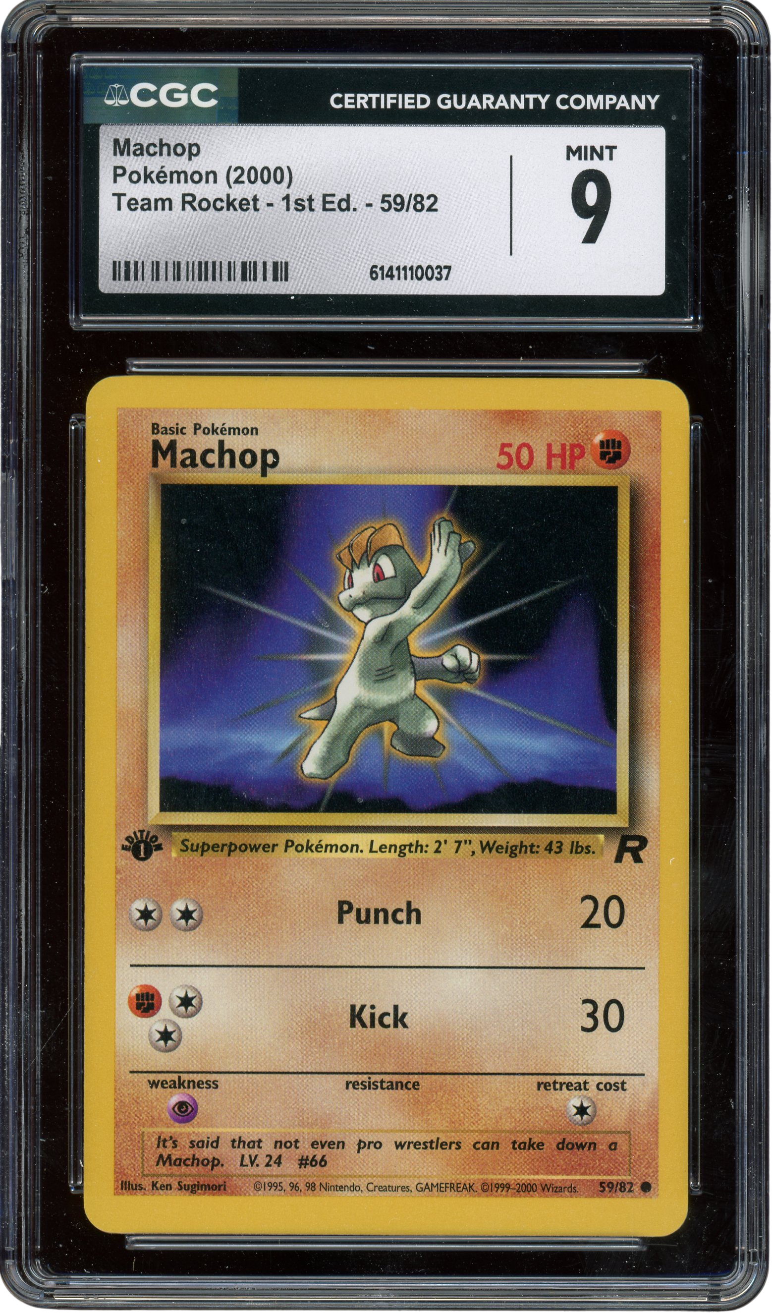 CGC 9 MACHOP 1ST ED TEAM ROCKET