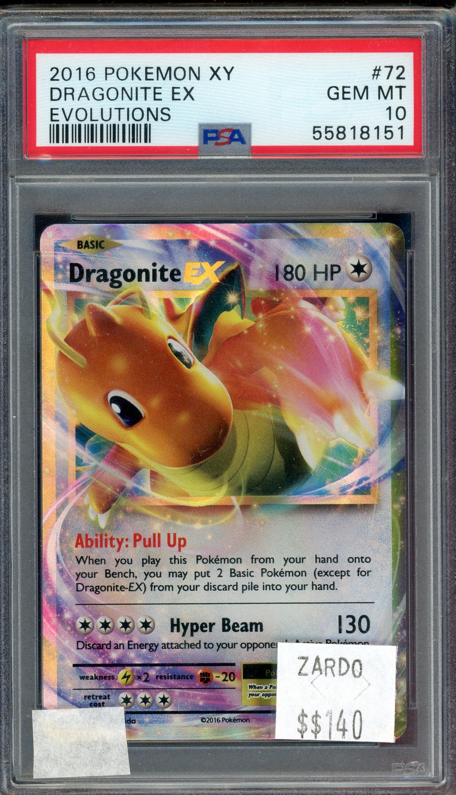 PSA 10 Dragonite EX -XY Evolution