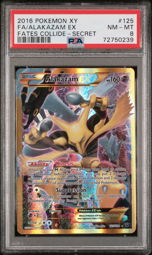 PSA 8 FA/ALAKAZAM EX FATES COLLIDE-SECRET