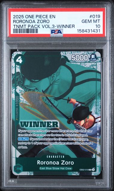 PSA 10 RORONOA ZORO TNMT PACK VOL.3-WINNER