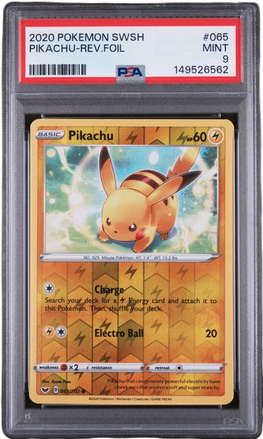 PSA 9 PIKACHU REVERSE FOIL SWORD & SHIELD