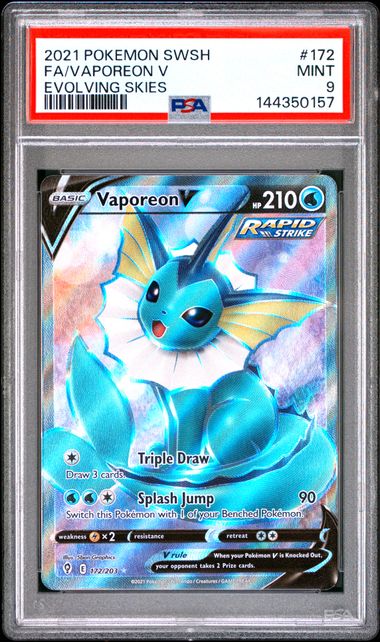 PSA 9 VAPOREON V EVOLVING SKIES