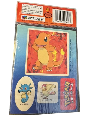 1998 Artbox Pokemon Meowth Super Size Stickers : Charmander, Horsea and Pidgeotto