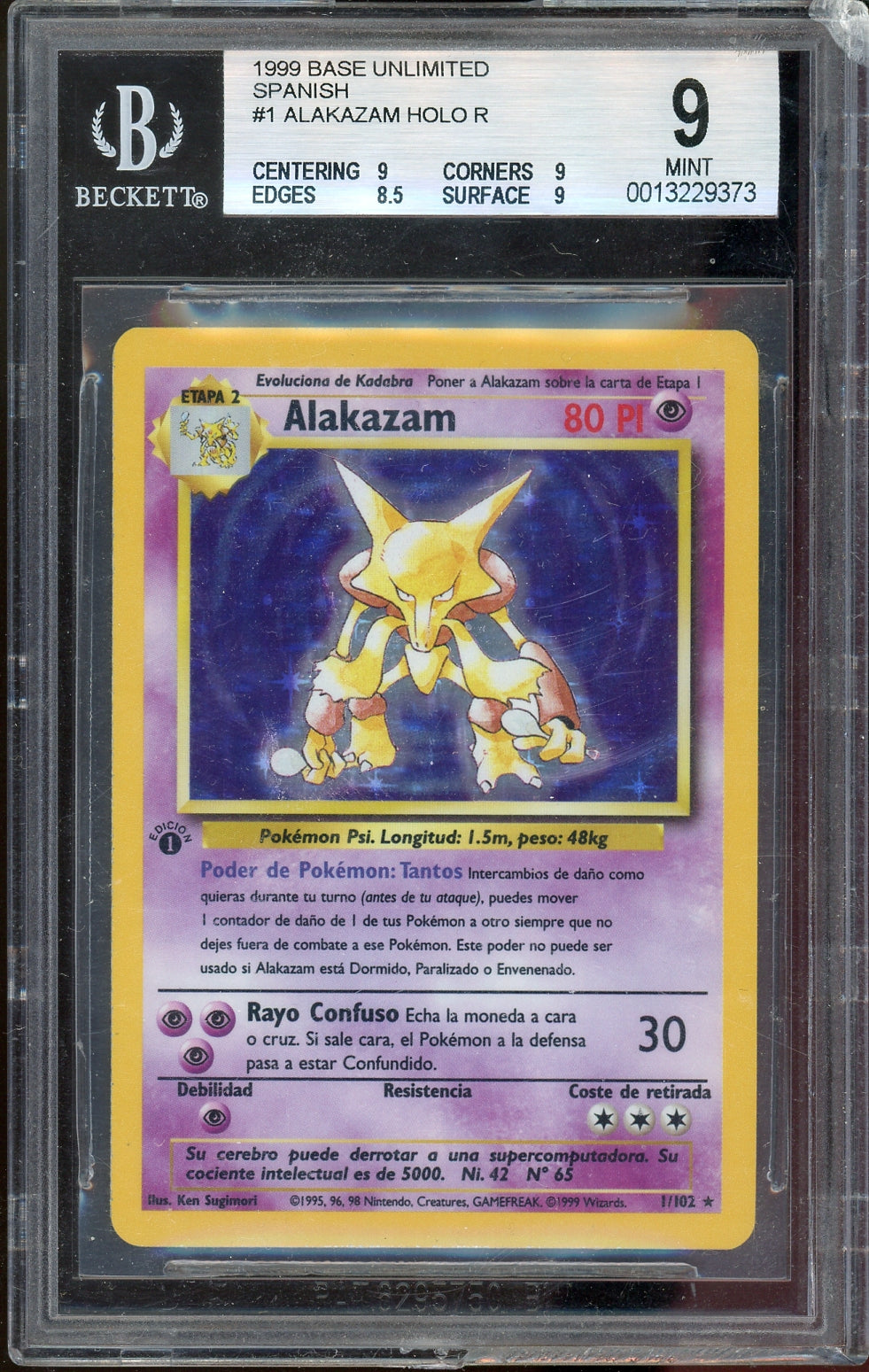 BGS 9 – 1999 Spanish 1st Edition Base Set Alakazam Holo