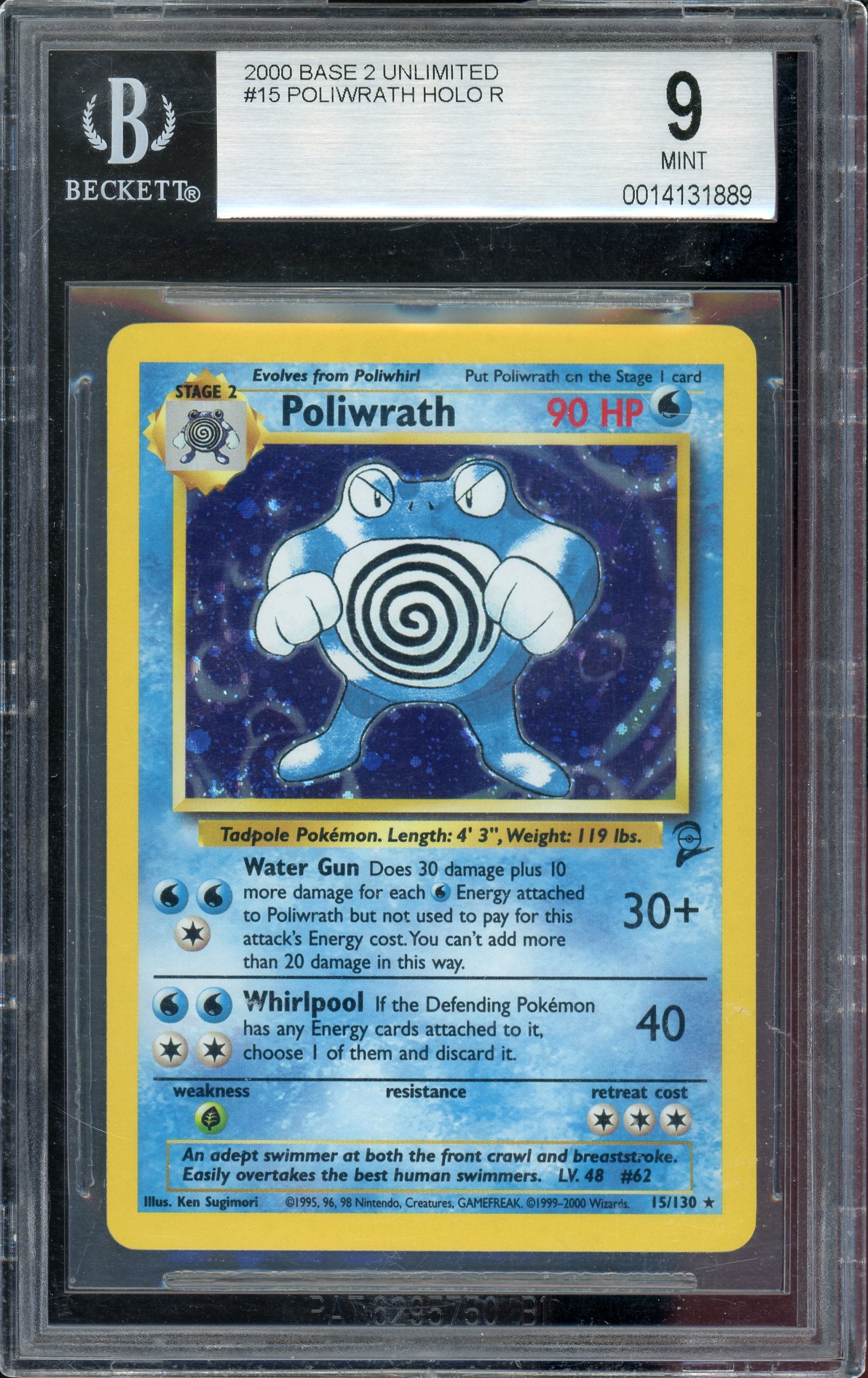 BGS 9 POLIWRATH HOLO R BASE 2 UNLIMITED