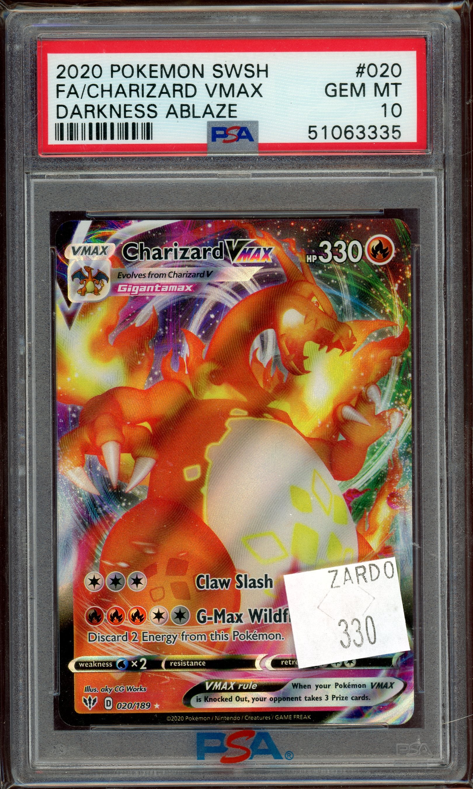 PSA 10 FA/CHARIZARD VMAX DARKNESS ABLAZE