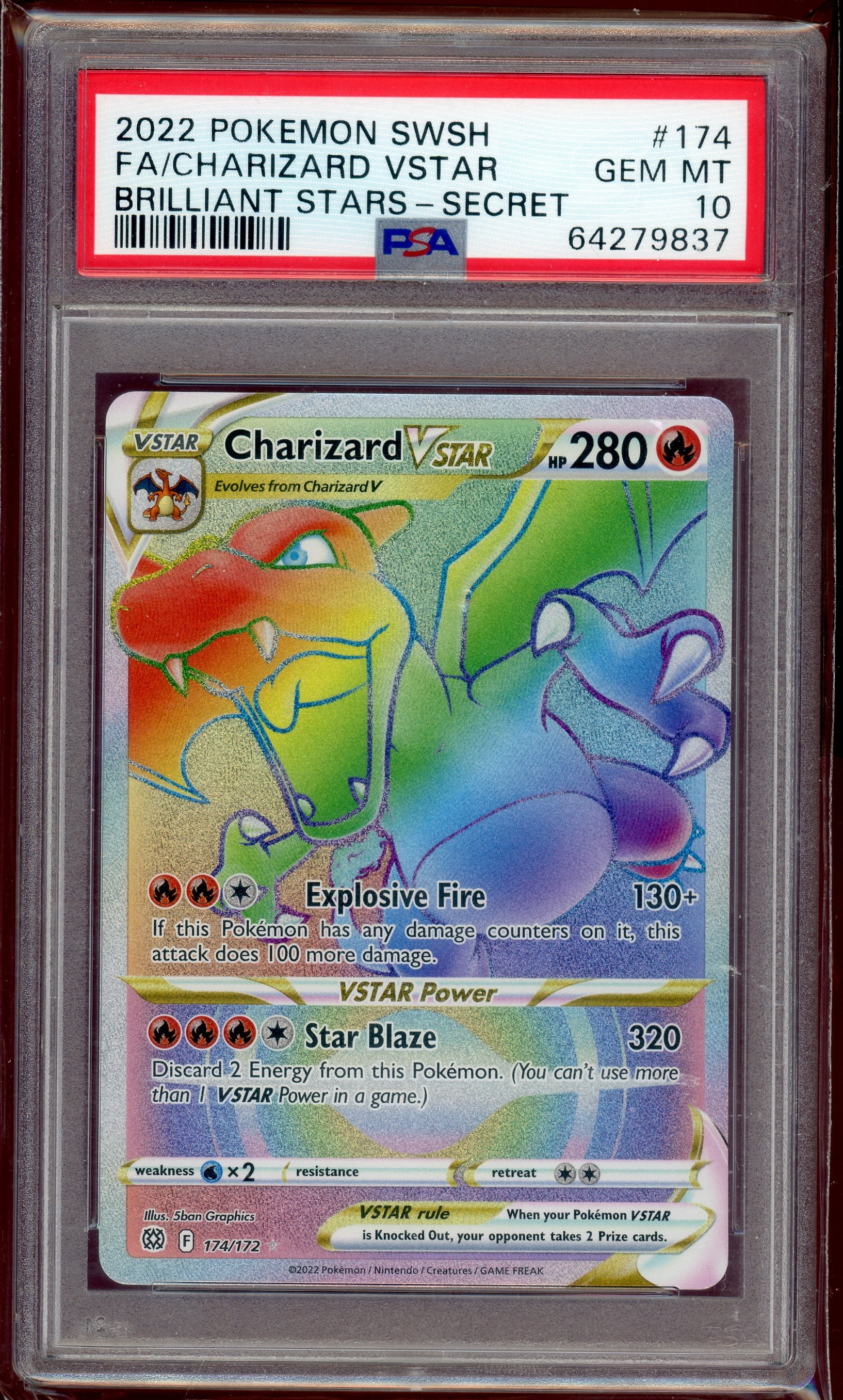PSA 10 FA/CHARIZARD VSTAR BRILLIANT STARS-SECRET
