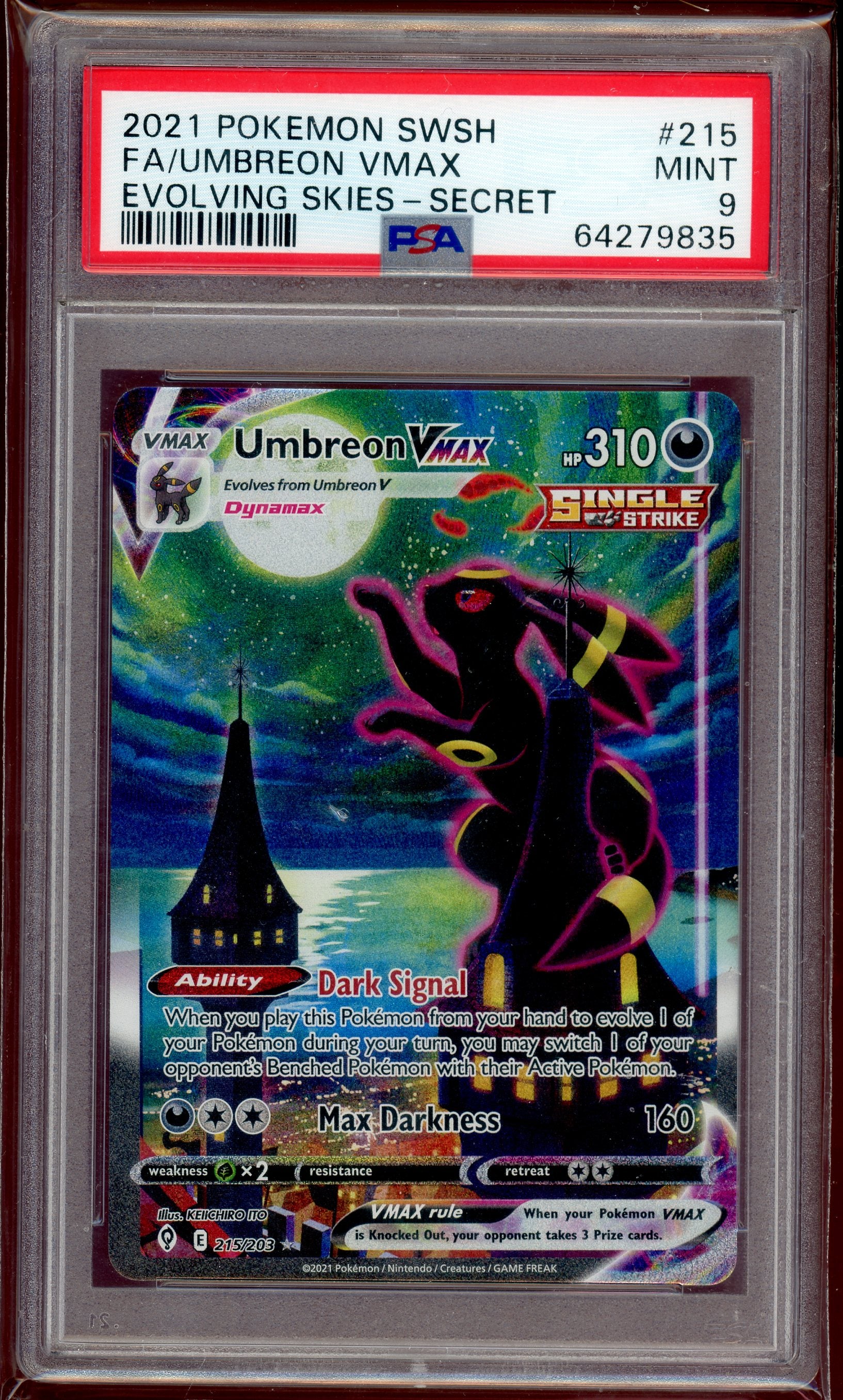 PSA 9 UMBREON VMAX EVOLVING SKIES